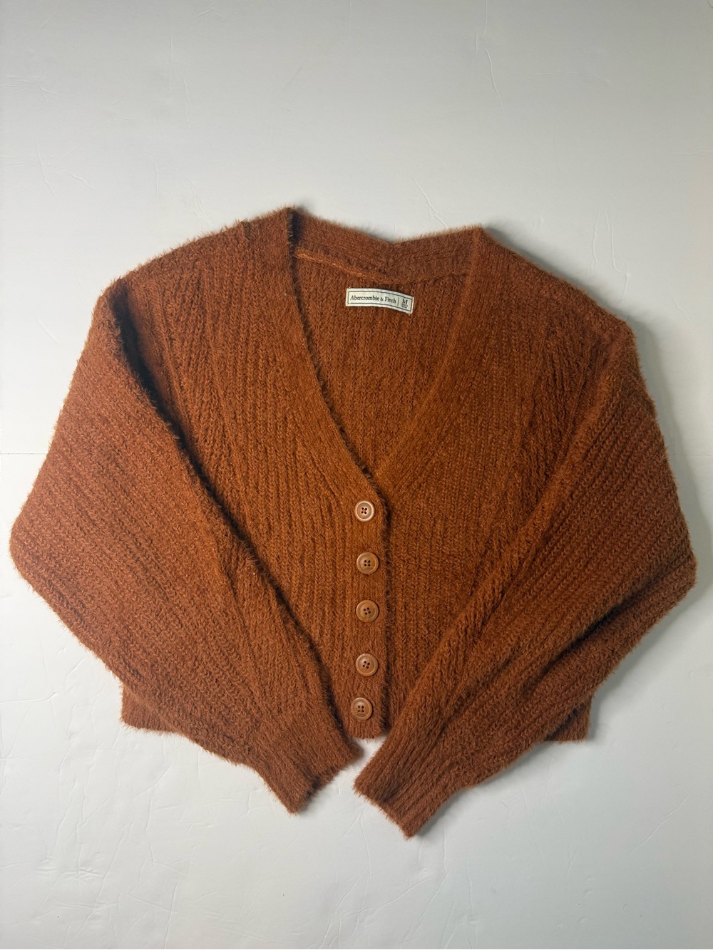Abercrombie & Fitch Rust Brown V-Neck Button Front Cardigan